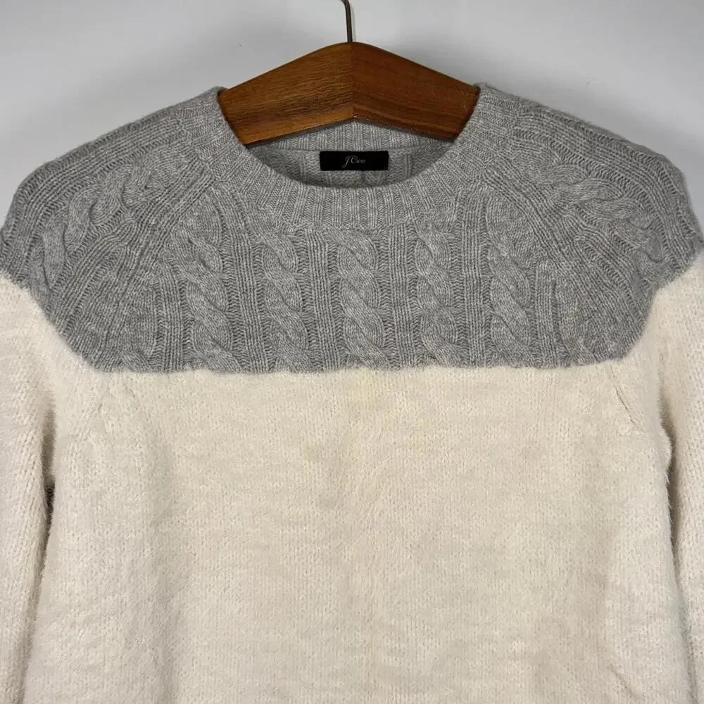 J. Crew Cable Fuzzy Merino Wool Crewneck Sweater - - Picture 2 of 7